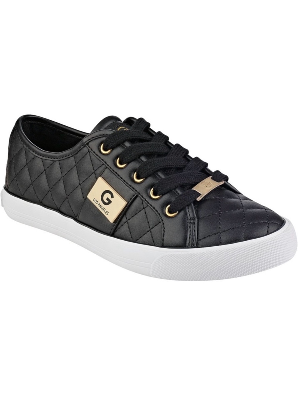 Guess GBG Los Angeles Women’s Black Quilted Backer Sneakers Gold Accents Size 11